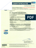 Certificate SNI ISO 9001 2015 Quality Management Systems - Requirements