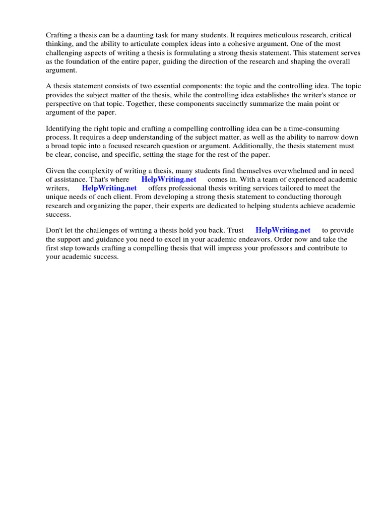 What Two Components Make Up A Thesis Statement | PDF | Essays | Thesis