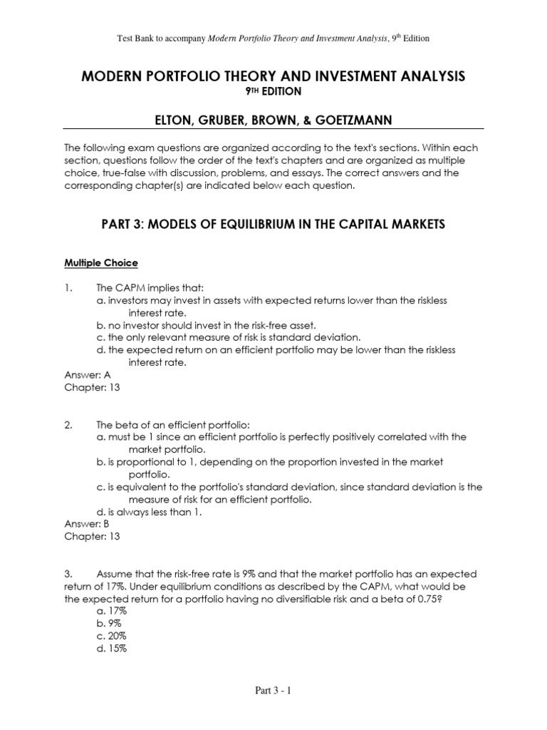 Section 03 | PDF | Capital Asset Pricing Model | Modern Portfolio Theory