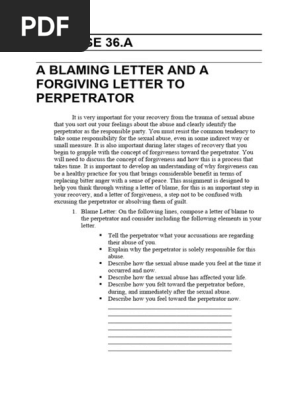 EXERCISE 36.A - A BLAMING LETTER AND A FORGIVING LETTER TO PERPETRATOR