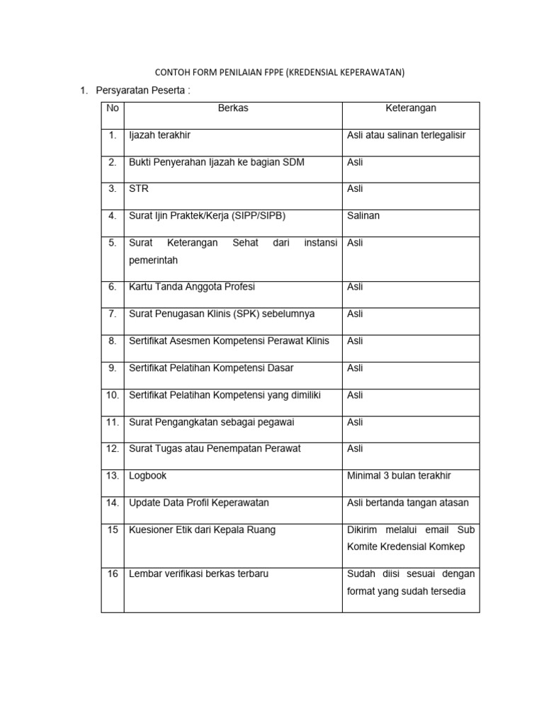 Contoh Form Penilaian Fppe 2022 | PDF