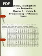 Q3 M1 - 3is - Brainstorming For Research TopicsV4 1