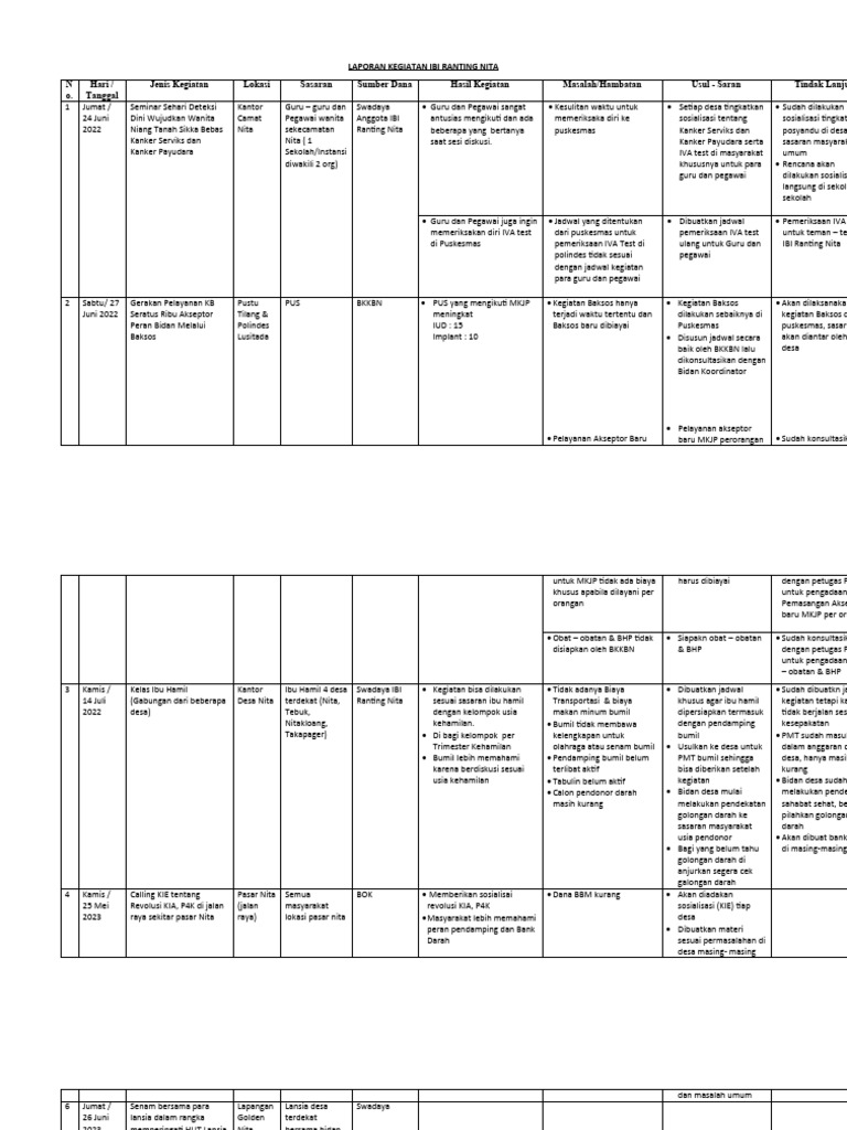 Laporan Kegiatan IBI Ranting Nita 2022-2023 | PDF