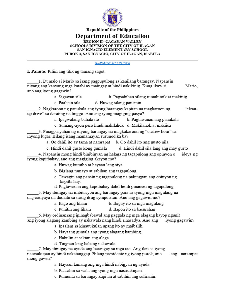 Summative Test Week 3 | PDF