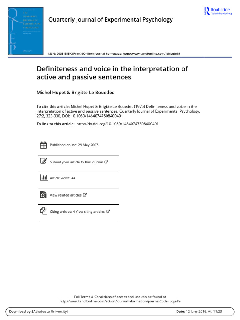 Definiteness and Voice in The Interpretation of Active and Passive ...