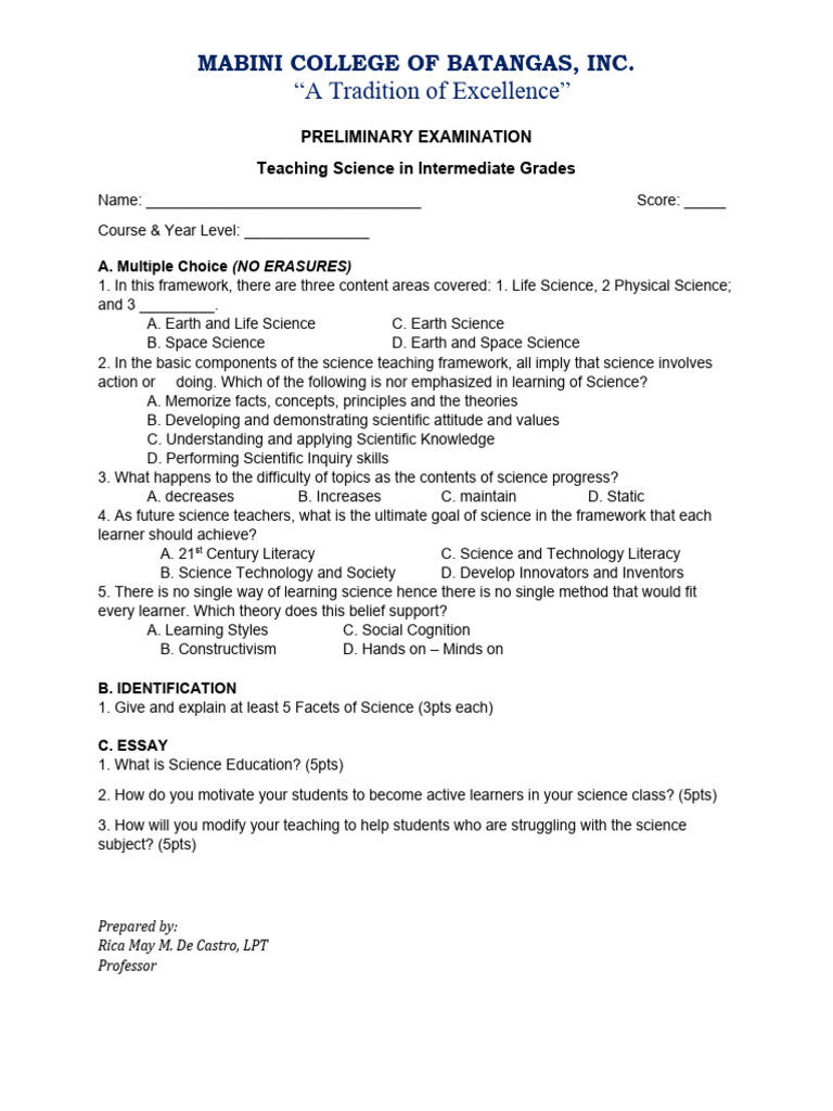 Prelims In Teaching Science In The Intermediate Grades Pdf