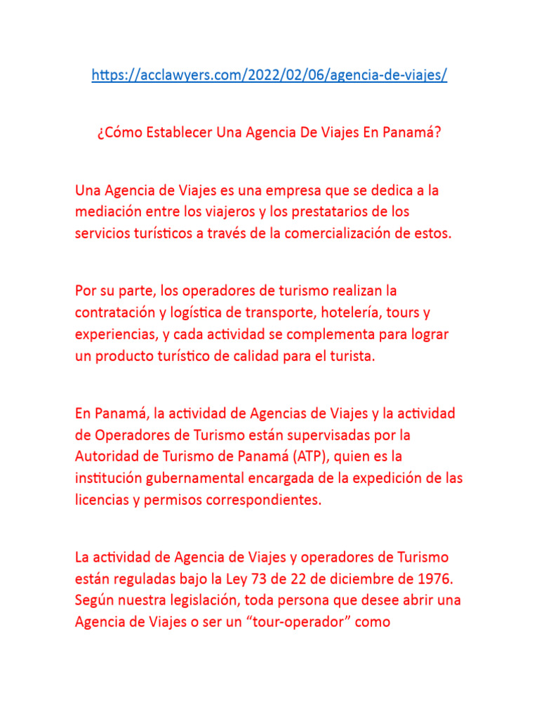 Requisitos para Agencias de Viajes en Panamá | PDF | Turismo | Agencia ...