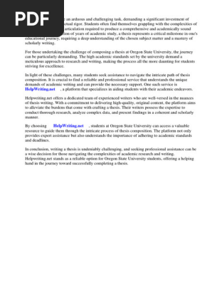 Oregon State University Thesis