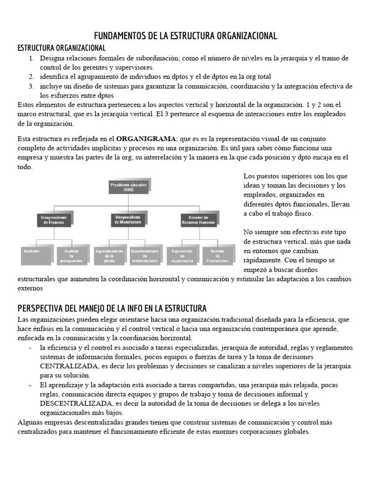 Fundamentos de la Estructura Organizacional | PDF | Business | Diseño