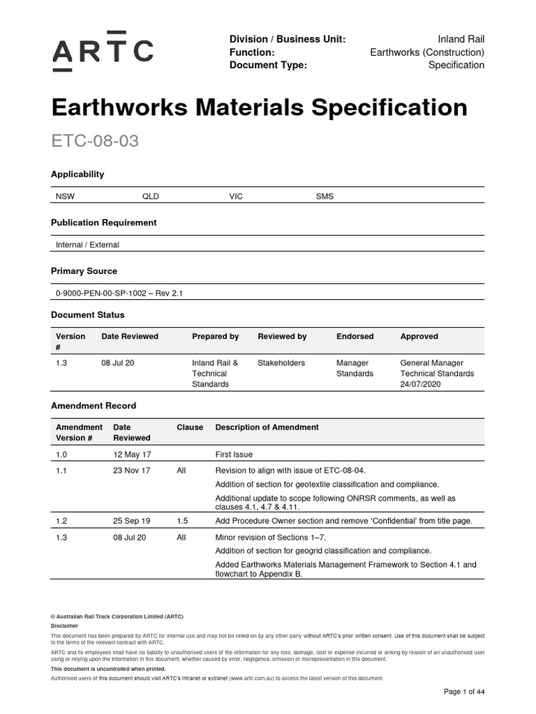 Earthworks Materials Specification ETC-08-03 | PDF | Civil Engineering ...