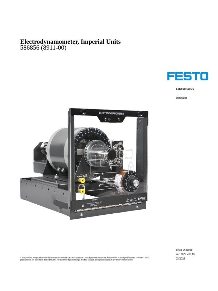 LabVolt Electrodynamometer Specs | PDF | Electric Motor | Electric Power