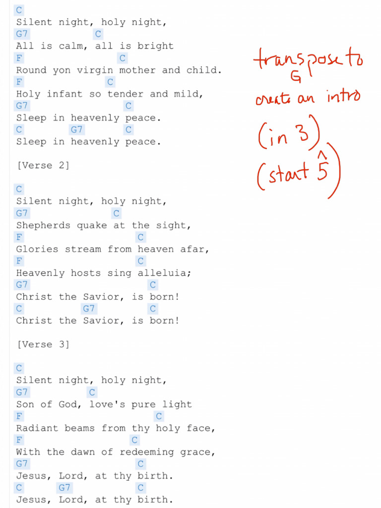 Silent Night Guitar Chart PDF