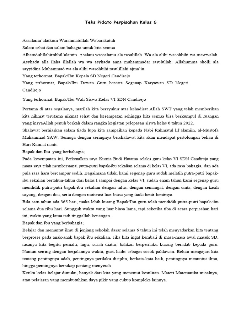 Teks Pidato Perpisahan Kelas  Menyentuh Hati-Dikonversi  PDF