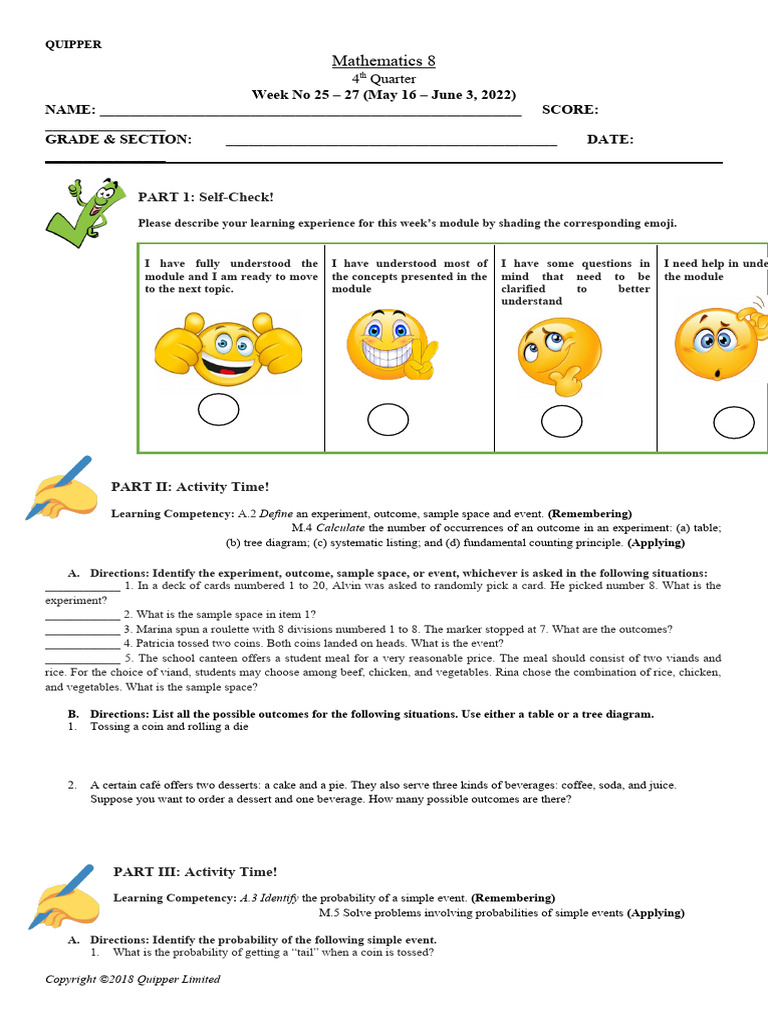 (Module 13) MATH 8 Assessment | PDF | Probability | Mathematics