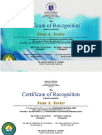Certificate of Recognition For Winners