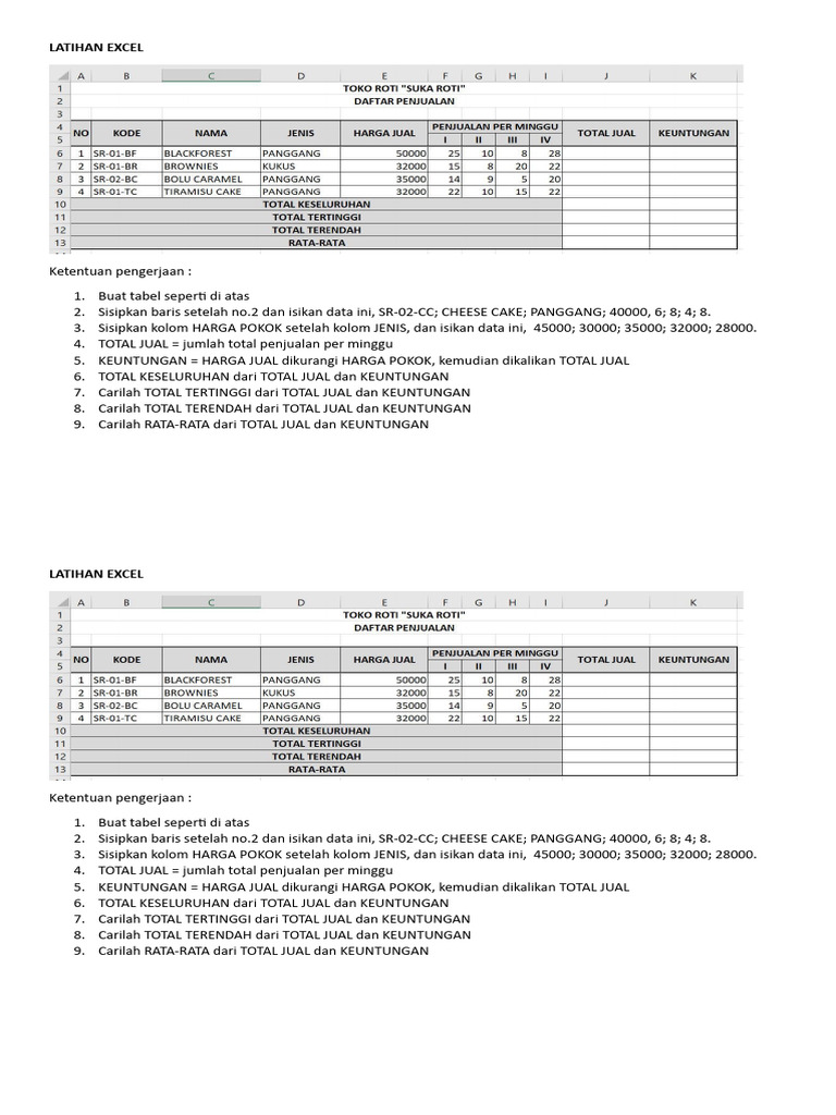 Latihan excel pdf