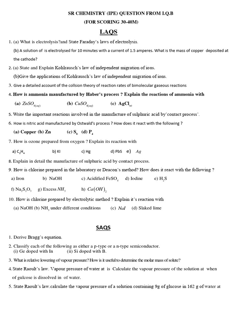 SR Chemistry 30-40 Marks | PDF | Polymers | Polymerization