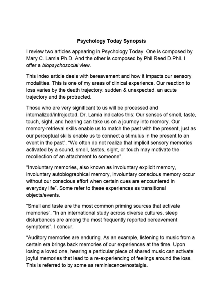 Psychology Today Synopsis | PDF | Perception | Experience