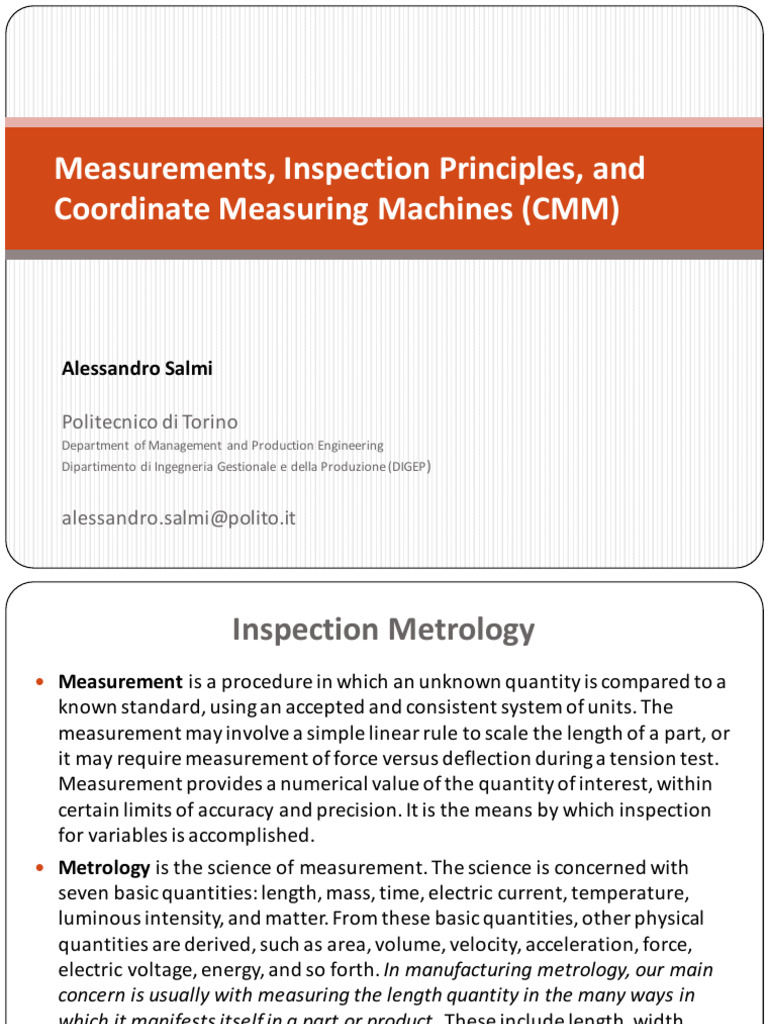CMM Inspection Methods and Principles | PDF | Physical Sciences
