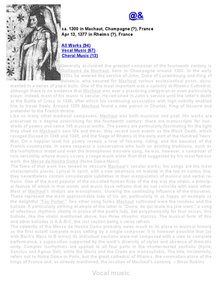 Guilaume De Machaut Pdf Phonaesthetics Musical Forms