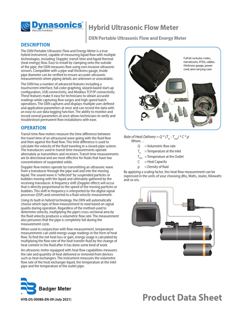 HYBDS00086EN Dynasonics DXN Portable ClampOn Ultrasonic Flow