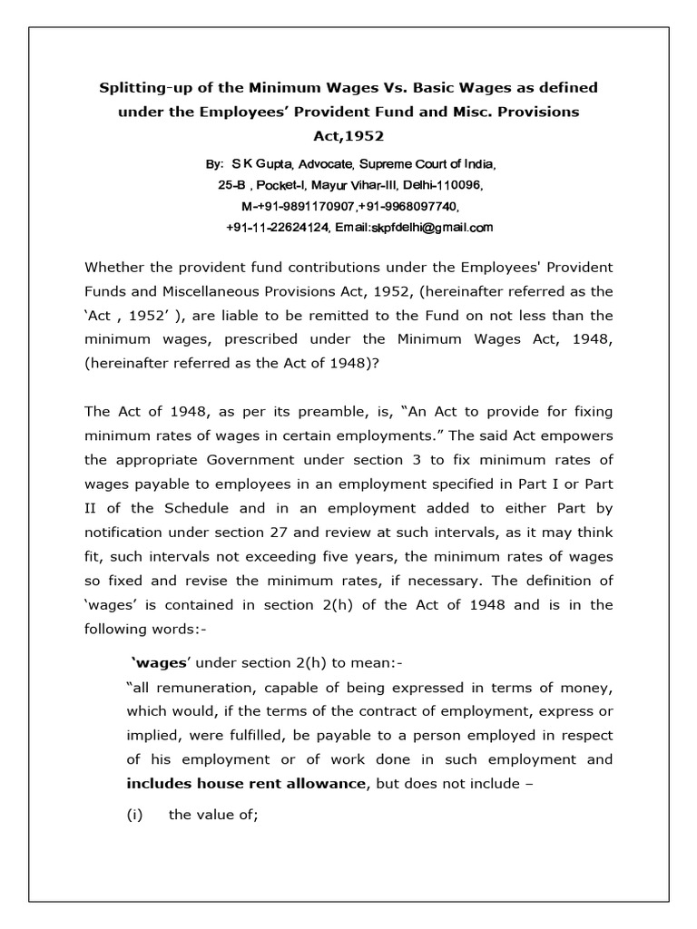 Minimum Wages vs. Basic Wages Explained | PDF | Cost Of Living | Employment
