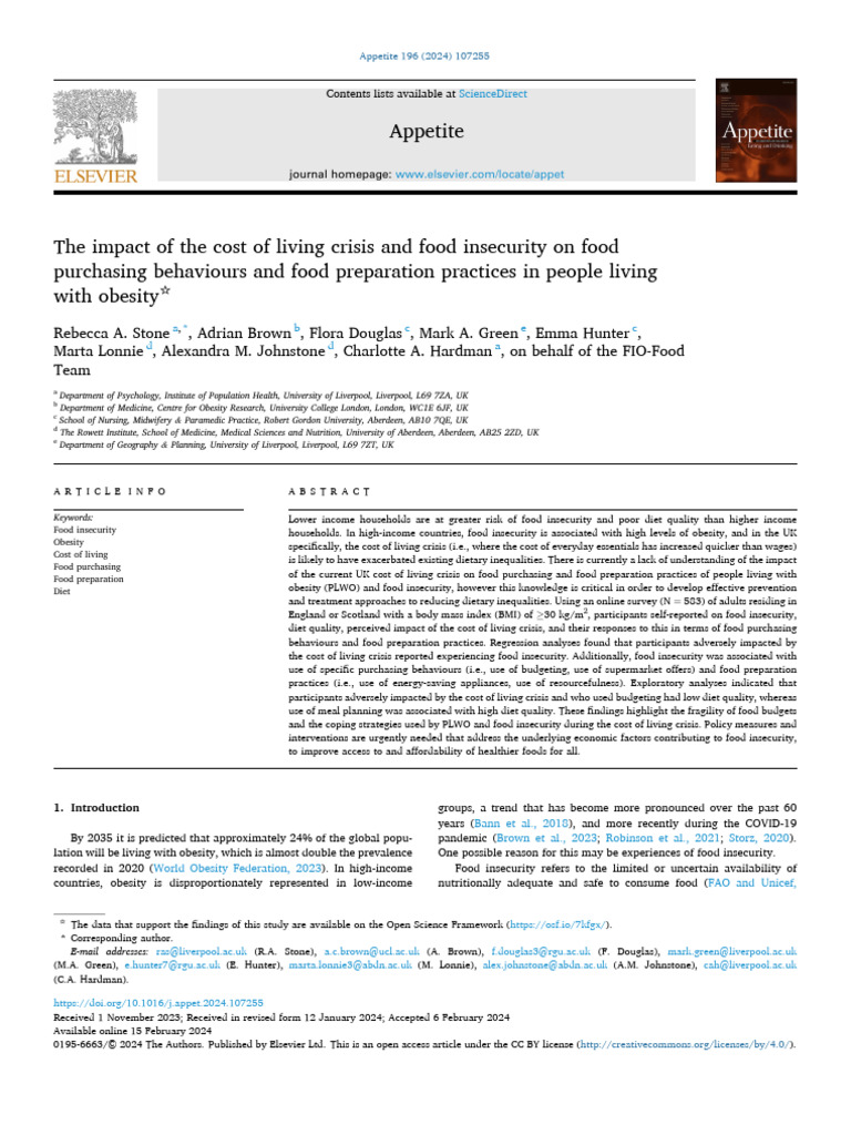 1 s2.0 S0195666324000564 Main | PDF | Cost Of Living | Food Security