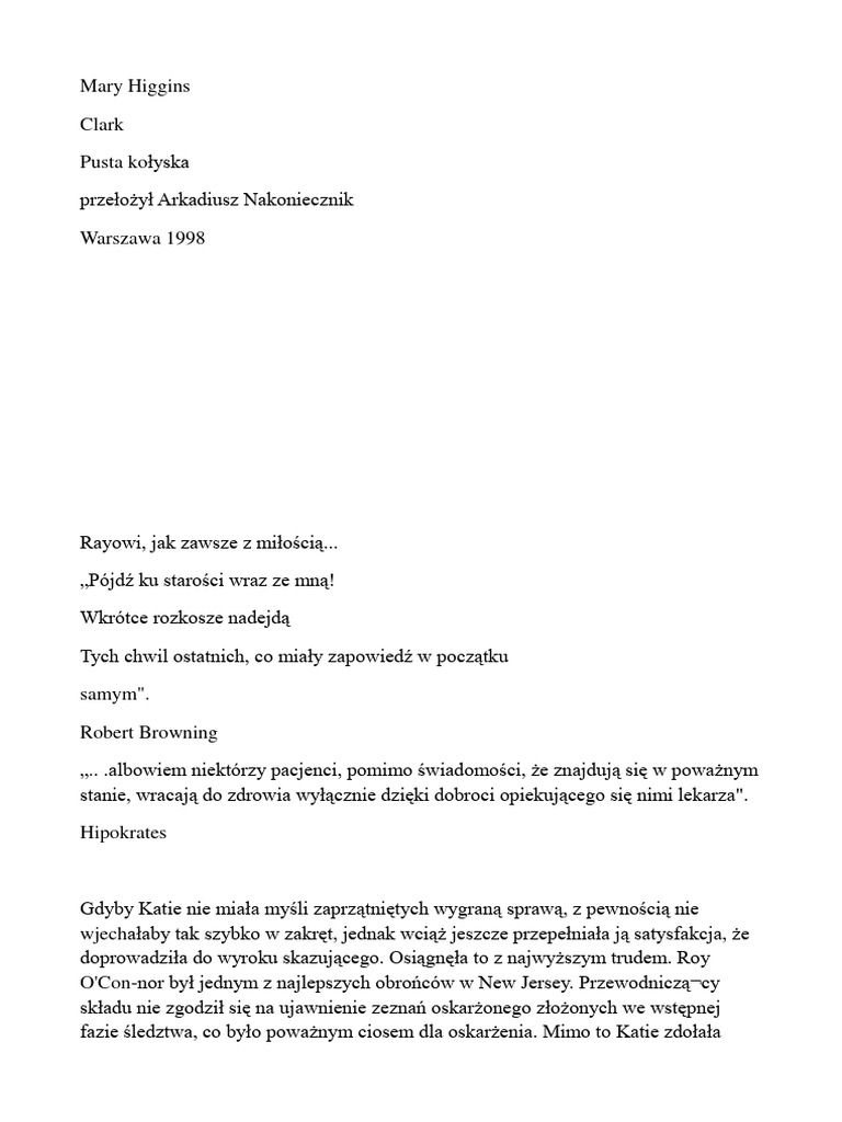 Higgins Clark Mary - Pusta Kołyska | PDF
