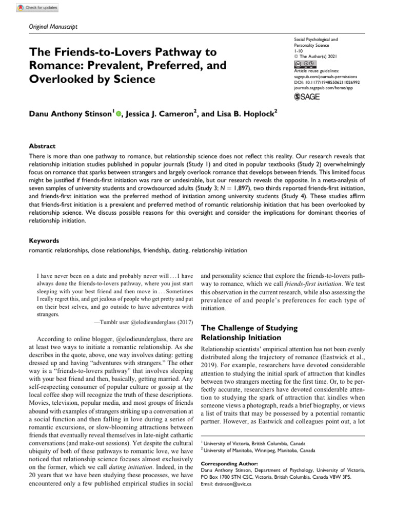 The Friends-To-Lovers Pathway to Romance Prevalent | PDF | Romance ...