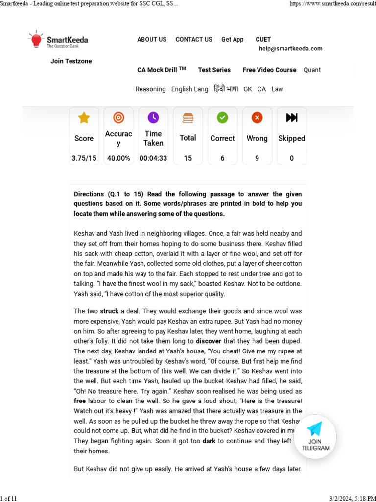 Smartkeeda Mock Test Insights | PDF