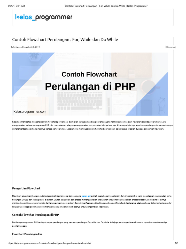 Flowchart Perulangan PHP | PDF | Bisnis | Komputer