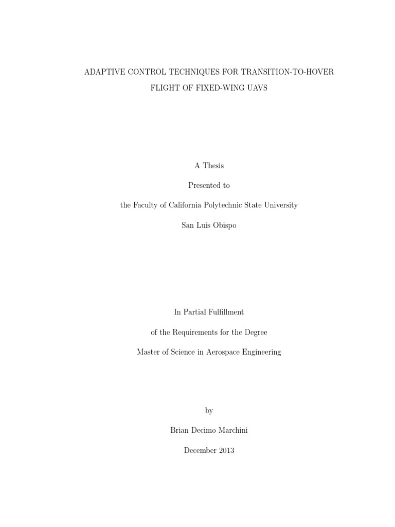 Adaptive Control for UAV Hover Flight | PDF | Rotation | Unmanned ...
