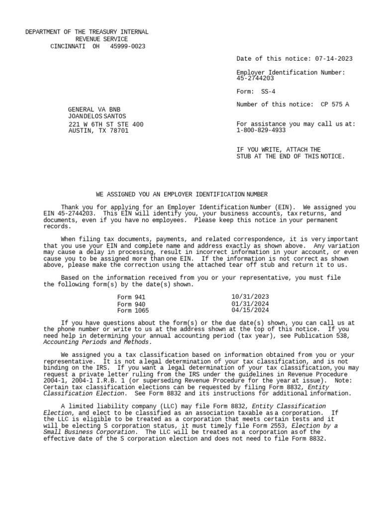 Ein verification letter 05 2 1 1 pdf limited liability