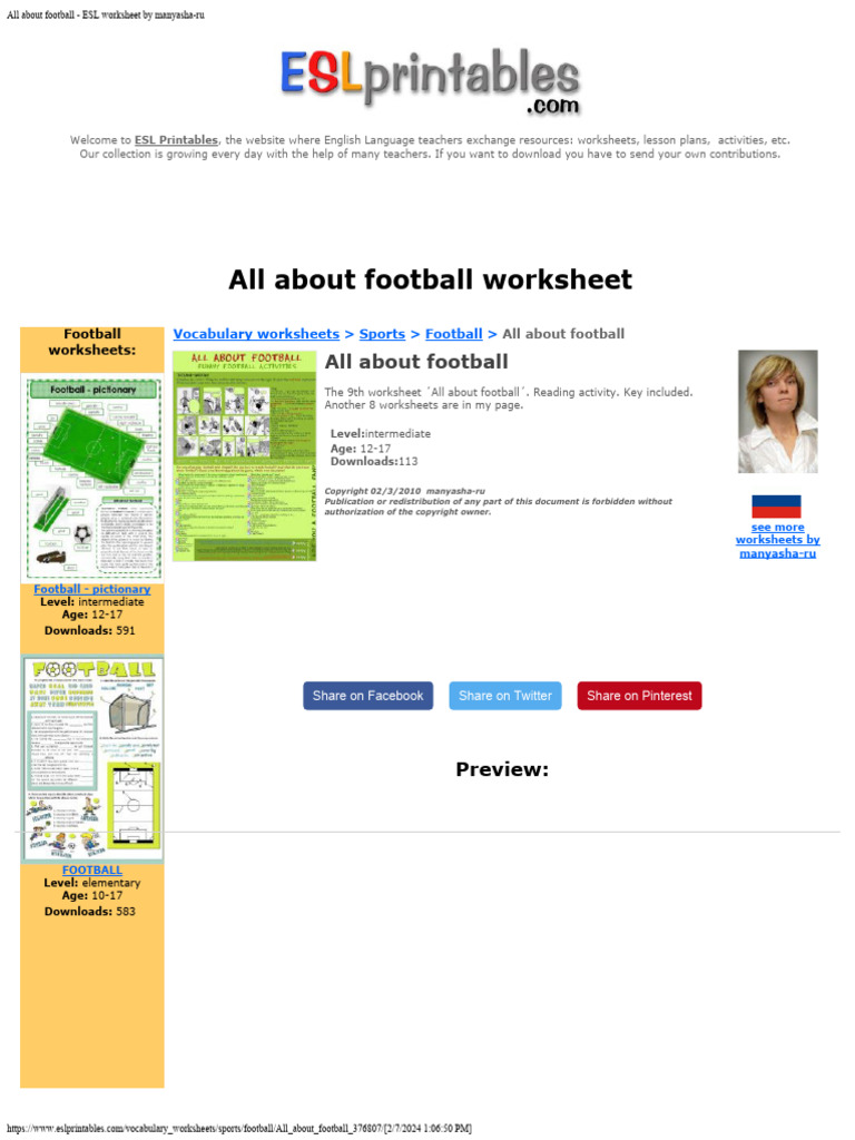 Football Worksheets | PDF | Applied Linguistics | Human Communication