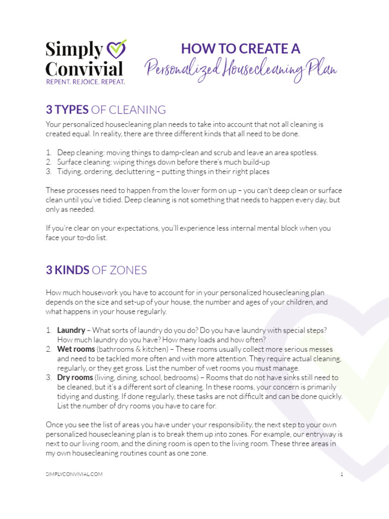 Personalized Housekeeping Plan | PDF | Housekeeping | Home