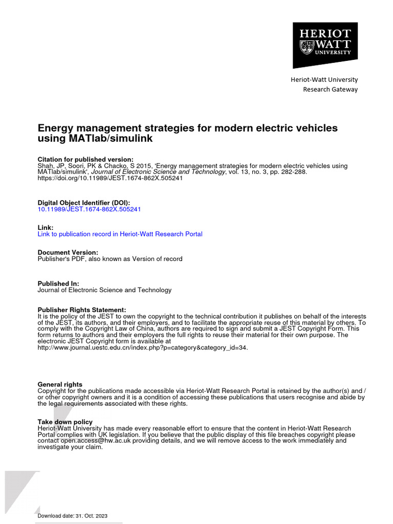 Energy Management Strategies For Modern Electric Vehicles Using MATLAB