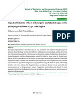 Impacts of Industrial Effluent and Dumpsite Leachate Discharges On The Quality of Groundwater in Oyo State, Nigeria