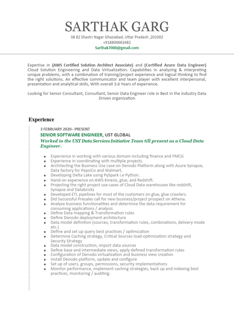 Cloud Data Engineering Resume | PDF | Cloud Computing | Microsoft Azure
