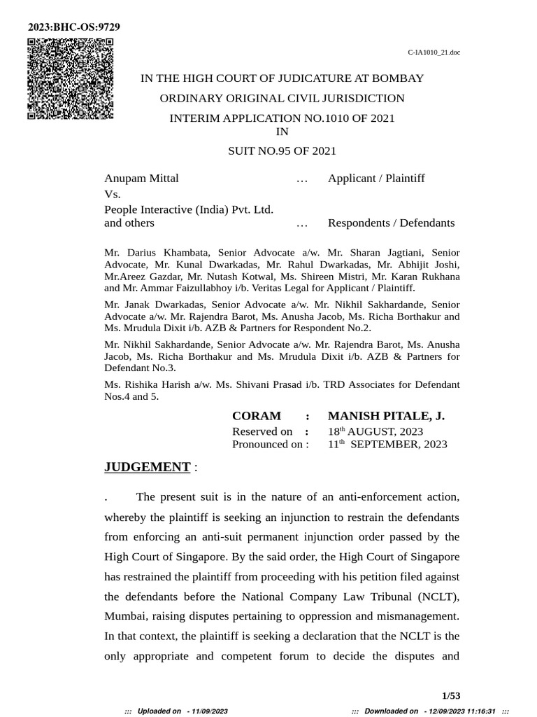 Bombay High Court Anti-Suit Injunction Case | PDF | Lawsuit | Arbitration