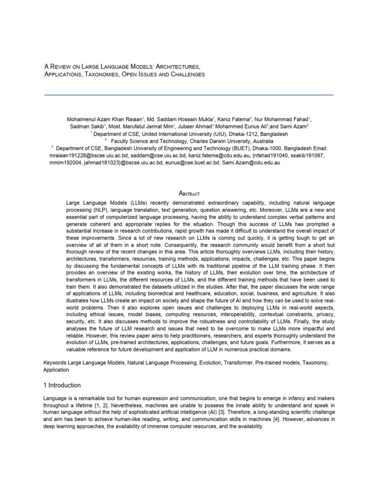 Large Language Models: Overview & Challenges | PDF | Artificial ...