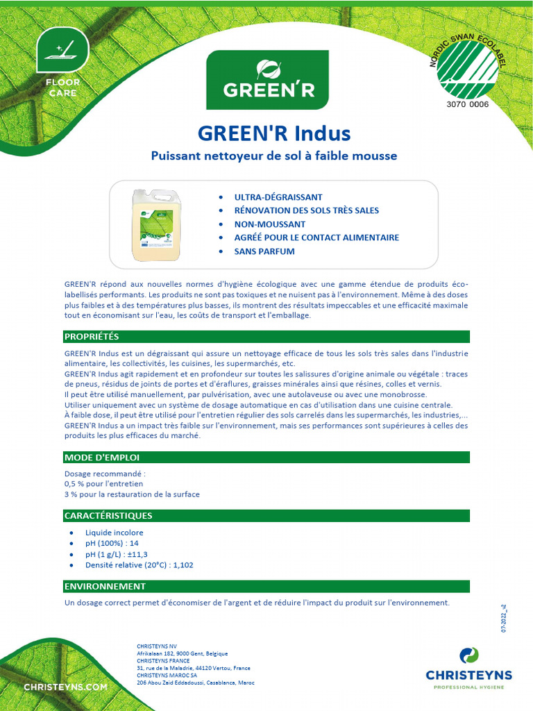 Nettoyant Écologique GREEN'R Indus | PDF | Bien-être