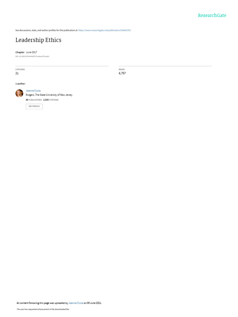 Leadership Ethics Pdf Leadership Psychology