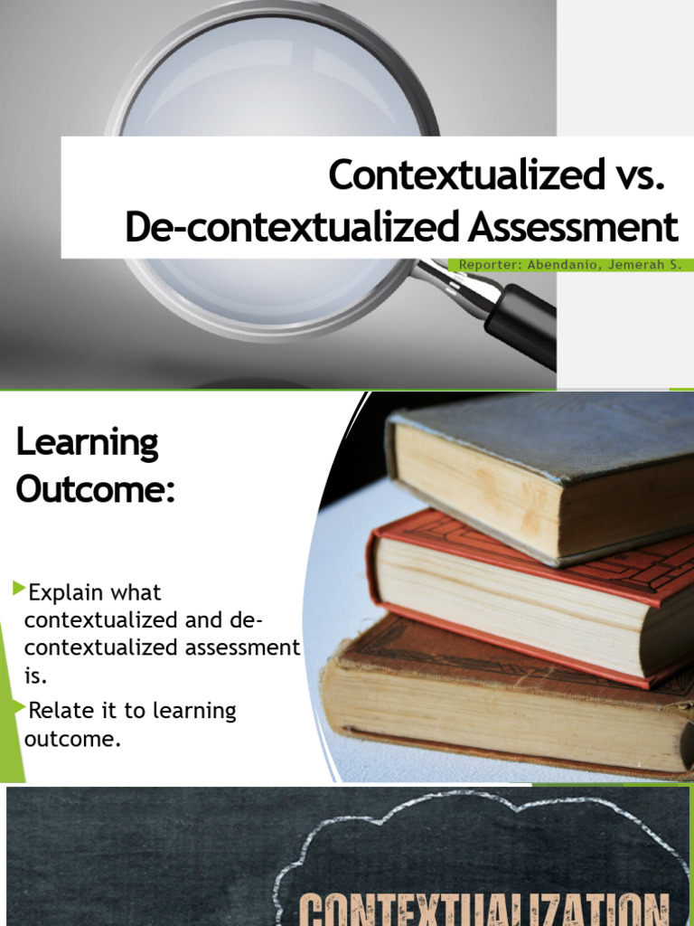 Contextualized and de Contextualized Assessment | PDF