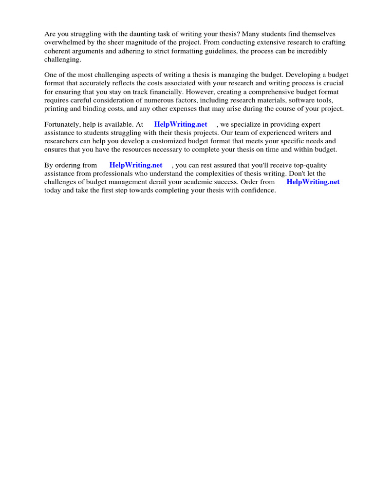 Thesis budget format pdf thesis cost of goods sold