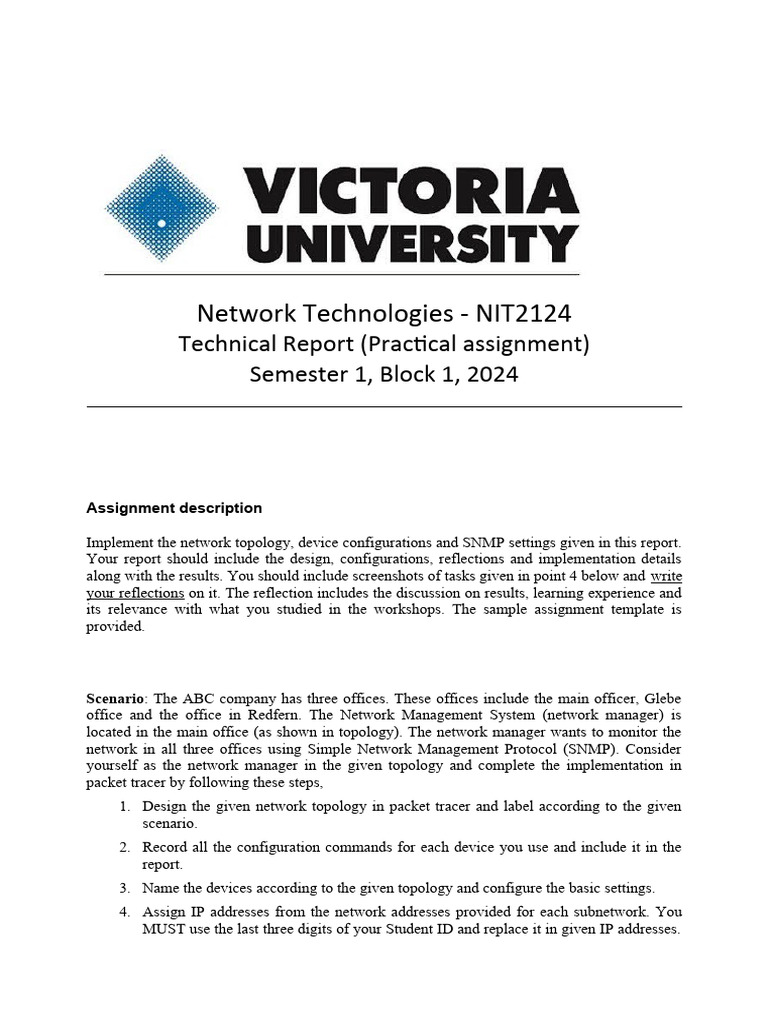 NIT2124-Technical Report Assessment - AT | PDF | Computer Network | Ip ...