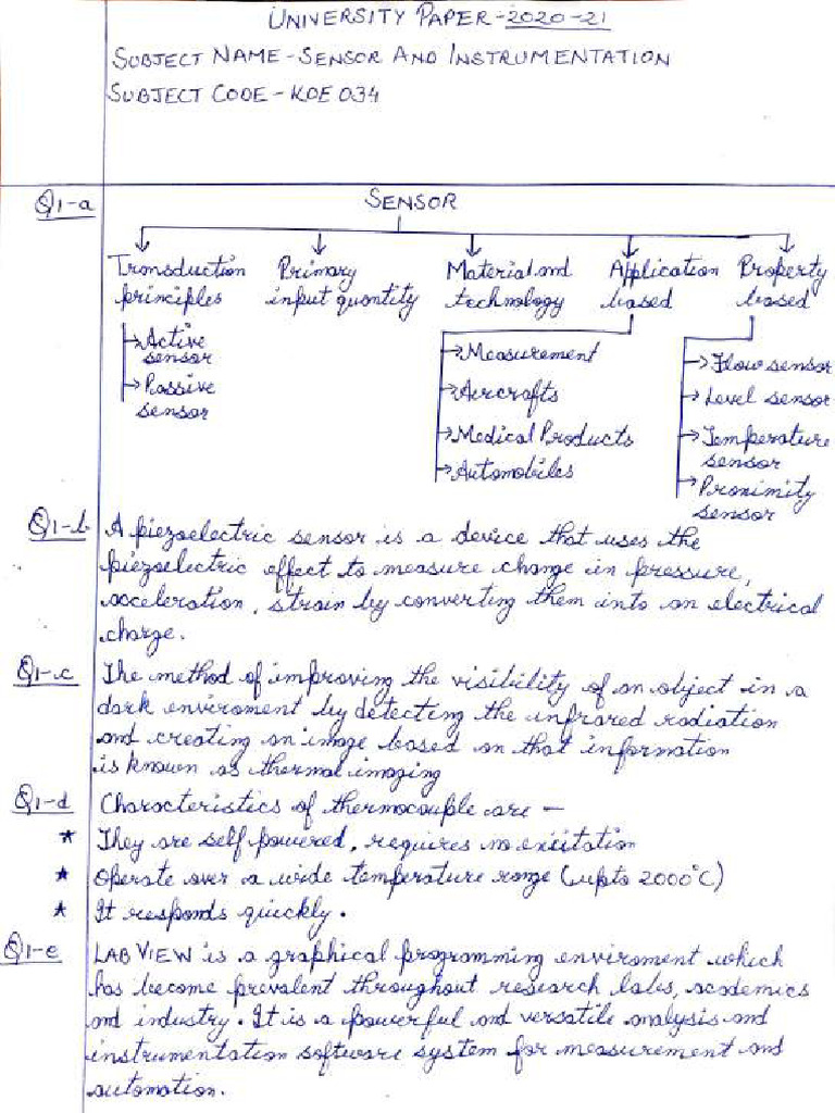 Solution Sensor AKTU 2020 21 PDF