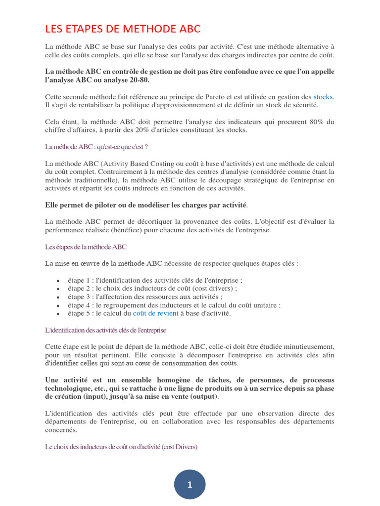 Étapes de la méthode ABC en gestion | PDF | Économie | Business