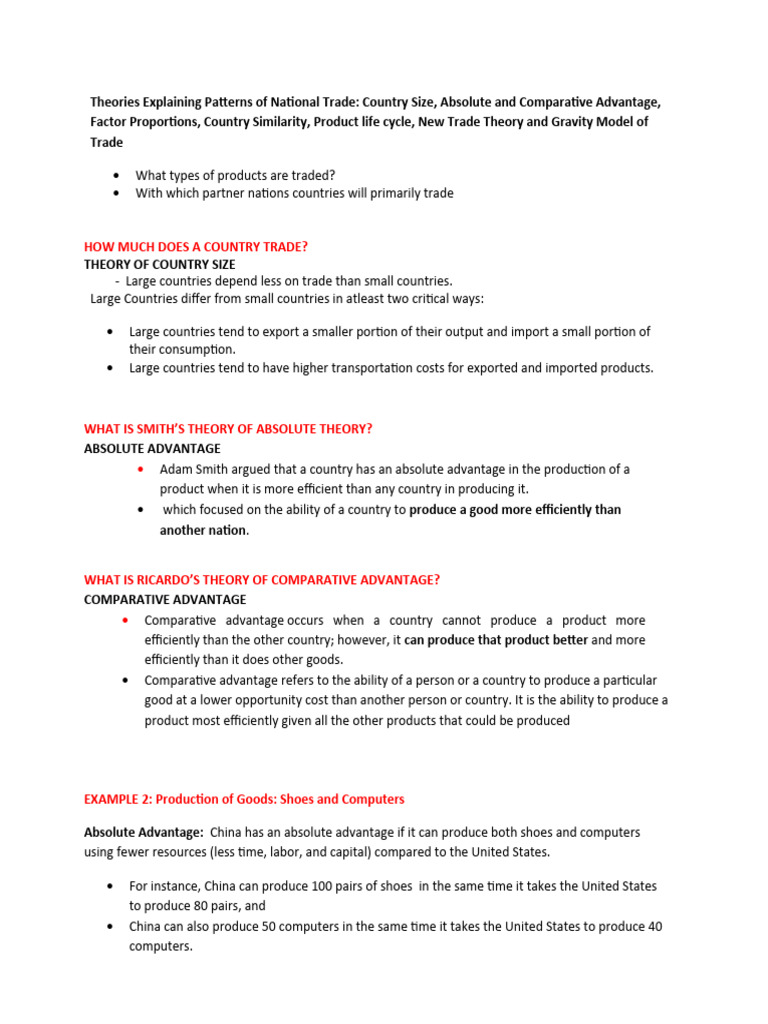 National Trade Theories Explained | PDF | Comparative Advantage | Economies