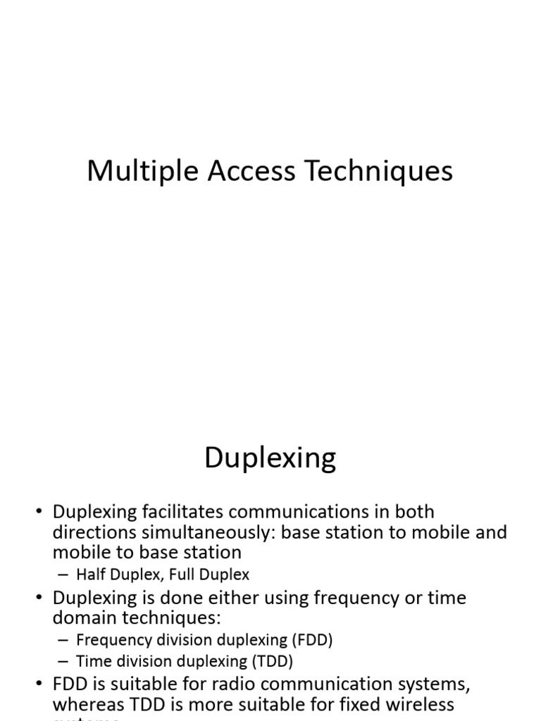 Duplexing and Multiple Access Techniques | PDF | Channel Access Method ...
