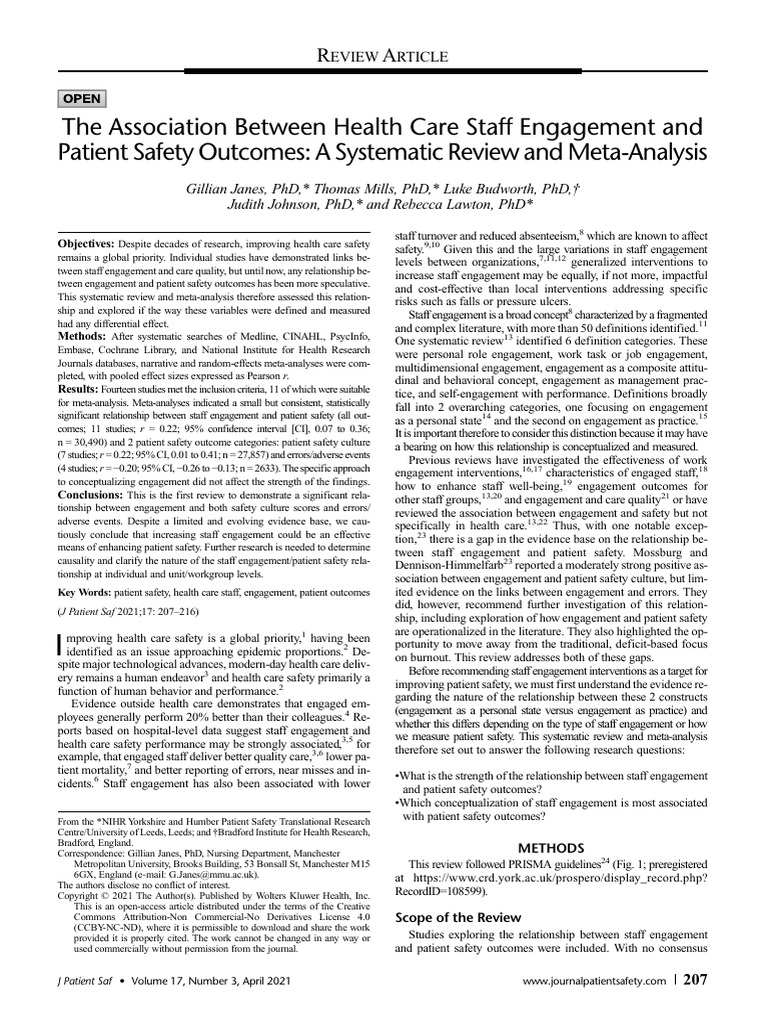The Association Between Health Care Staff Engagement | PDF | Patient ...